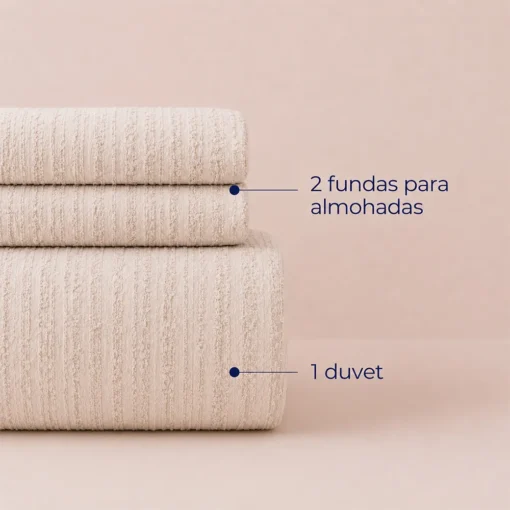 Duvet + Fundas Jacquard 300 Hilos Polialgod n Taup L neas Finas Casa LiLe