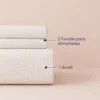 Duvet + Fundas Jacquard 300 Hilos Polialgod n Marfil Dise o Geom trico Casa LiLe
