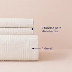 Duvet + Fundas Jacquard 300 Hilos Polialgod n Marfil Dise o Geom trico Casa LiLe