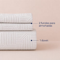 Alternative view of Duvet + Fundas Jacquard 300 Hilos Polialgodón Plata Diseño Geométrico