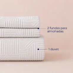 Duvet + Fundas Jacquard 300 Hilos Polialgod n Plata Dise o Geom trico Casa LiLe