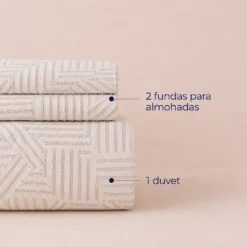 Duvet + Fundas Jacquard 300 Hilos Polialgod n Taup Dise o Geom trico Casa LiLe