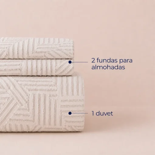 Duvet + Fundas Jacquard 300 Hilos Polialgod n Taup Dise o Geom trico Casa LiLe