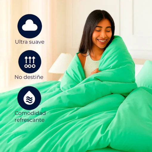 Juego de duvet verde menta de poli ster Casa LiLe