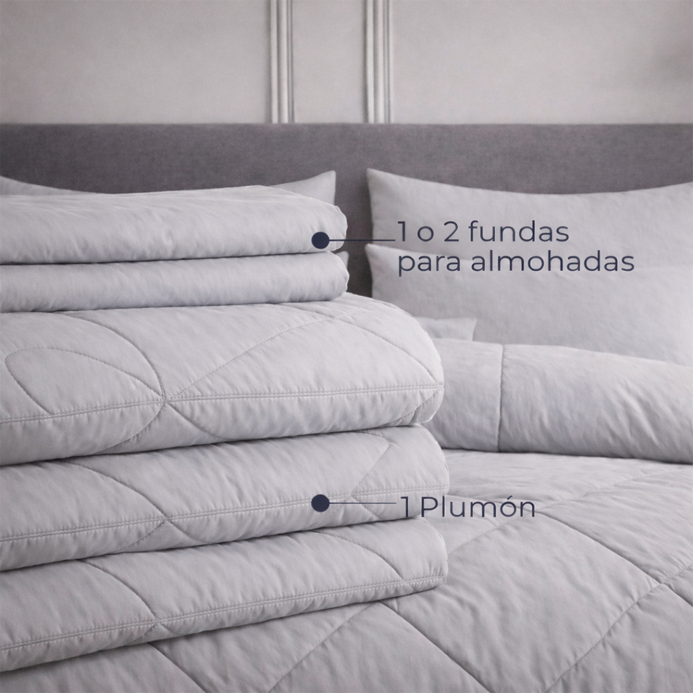 Plumón + Set de Fundas Gris Claro - Imagen 4