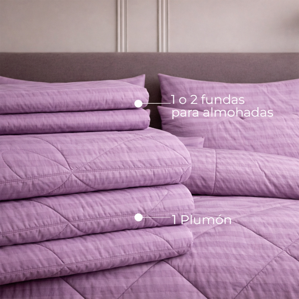 Plumón Lila Embozado Premium + Set Fundas - Imagen 4