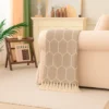 Pie de Cama Decorativo Rombo Beige con Flecos Casa LiLe