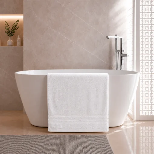 Toalla de Cuerpo Blanca 100% Algod n 640G | Dise o Doble L nea 78x160 cm Casa LiLe
