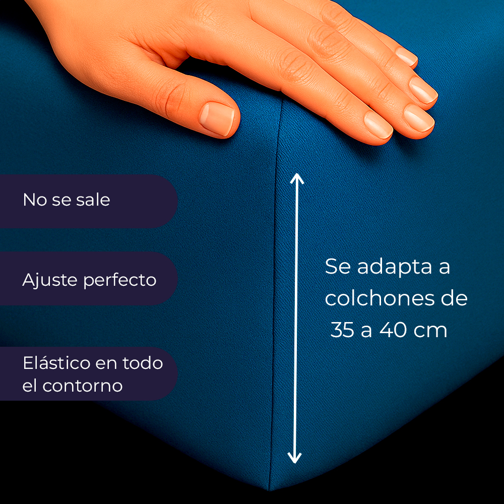 Juego de Sábanas 300 Hilos Azul Petróleo - Imagen 4