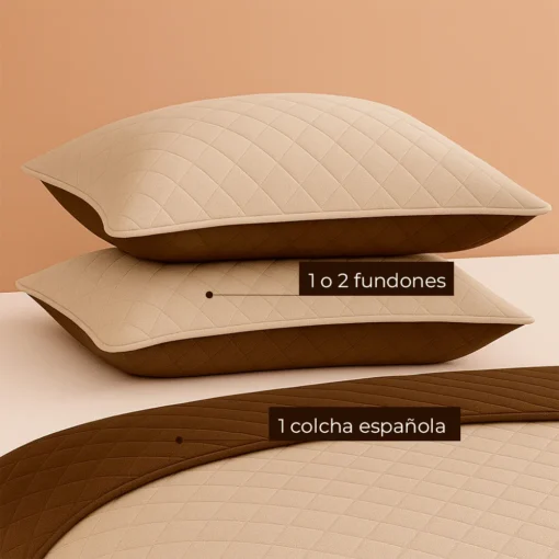 Colcha Espa ola Microembosada Caf / Beige Casa LiLe