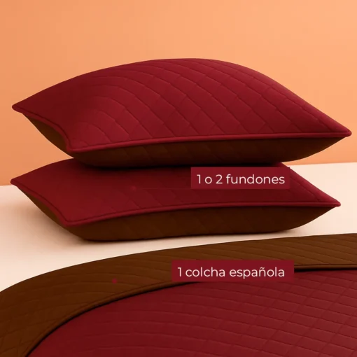 Colcha Espa ola Microembosada Vinotinto / Caf Casa LiLe