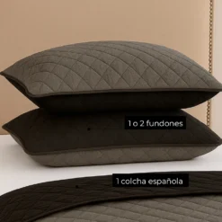 Colcha Espa ola Microembosada Negro / Gris Oscuro Casa LiLe