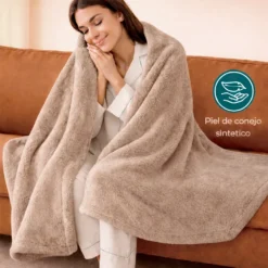 Cobija piel de conejo sint tica Camel Casa LiLe
