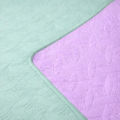 Cubrelecho Infantil Doble Faz Lila y Verde Menta Casa LiLe