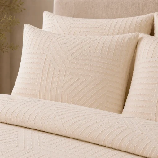 Duvet + Fundas Jacquard 300 Hilos Polialgod n Beige Dise o Geom trico Casa LiLe