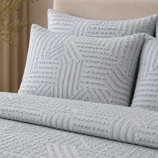 Duvet + Fundas Jacquard 300 Hilos Polialgod n Gris Dise o Geom trico Casa LiLe