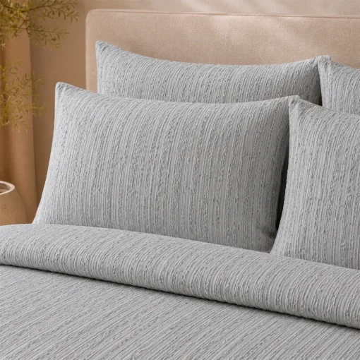 Duvet + Fundas Jacquard 300 Hilos Polialgod n Gris L neas Finas Casa LiLe