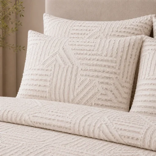 Duvet + Fundas Jacquard 300 Hilos Polialgod n Taup Dise o Geom trico Casa LiLe