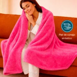Cobija piel de conejo sint tica Fucsia Casa LiLe
