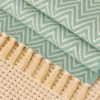 Pie de Cama Decorativo Zig Zag Color Menta con Flecos Casa LiLe