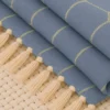 Pie de Cama Decorativo Rombo Azul con Flecos Casa LiLe