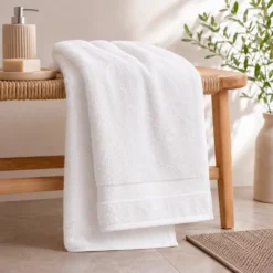 Toalla de Cuerpo Blanca 100% Algod n 640G | Dise o ZigZag 70x140 cm Casa LiLe
