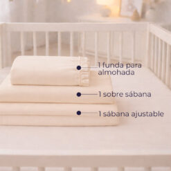 Alternative view of Juego de sábanas beige con boleros para cuna