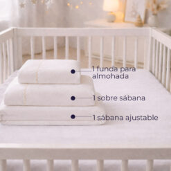 Alternative view of Juego de sábanas beige con bordado beige para cuna