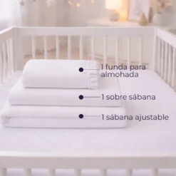 Juego de s banas blanco con boleros para cuna Casa LiLe