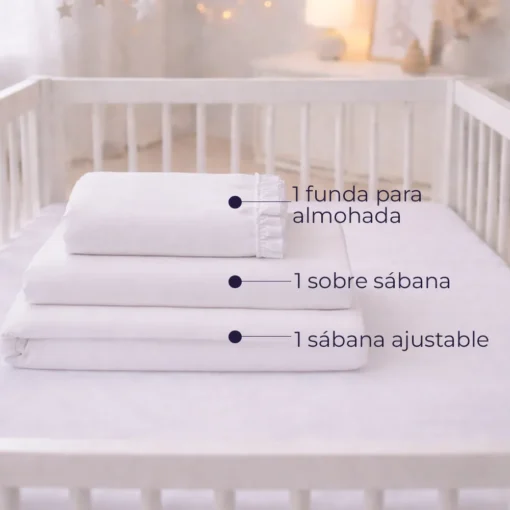 Juego de s banas blanco con boleros para cuna Casa LiLe