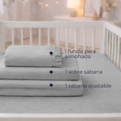 Alternative view of Juego de sábanas gris boleros para cuna