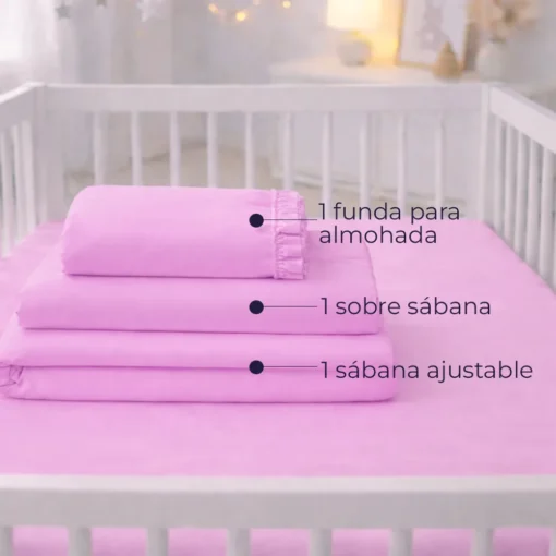 Juego de s banas rosado con boleros para cuna Casa LiLe