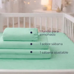Juego de s banas verde con boleros para cuna Tipo B (Con Imperfecciones) Casa LiLe