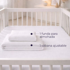 Alternative view of Sábana ajustable + funda para cuna blanca