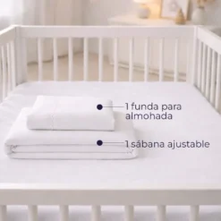 S bana ajustable + funda para cuna blanca Tipo B (Con Imperfecciones) Casa LiLe
