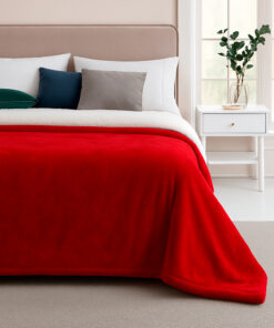 Cobija piel de conejo sintética roja