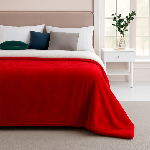 Cobija piel de conejo sintética roja