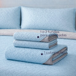 Alternative view of Cubrelecho Infantil Doble Faz Gris y Azul Celeste