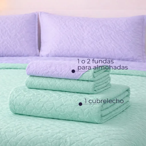 Cubrelecho Infantil Doble Faz Lila y Verde Menta Casa LiLe
