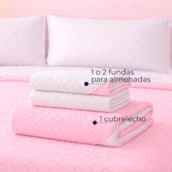 Alternative view of Cubrelecho Infantil Doble Faz Rosado y Blanco