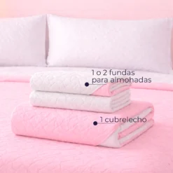 Cubrelecho Infantil Doble Faz Rosado y Blanco Casa LiLe