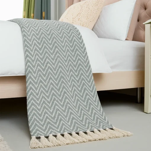 Manta Masai Zig Zag Gris Claro Casa LiLe