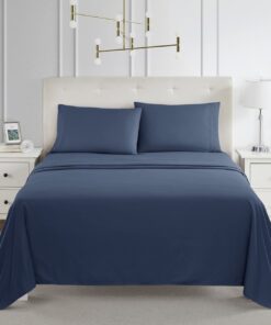 Alternative view of Juego de Sábanas Hoteleras de Algodón Azul Oscuro 400 hilos
