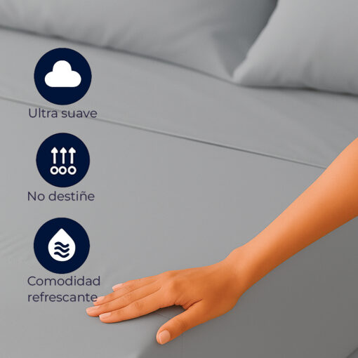 Juego de sábanas algodón gris