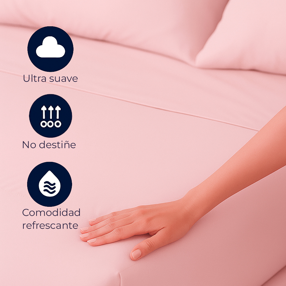 Juego de Sábanas 300 Hilos Palo Rosa - Imagen 5