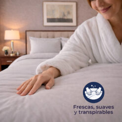 Alternative view of Duvet Hotelero Gris 144 Hilos Polialgodón 50/50 + Fundas