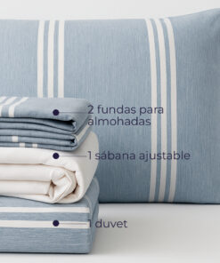 Alternative view of Juego de Duvet Catiónico Azul Triple Línea