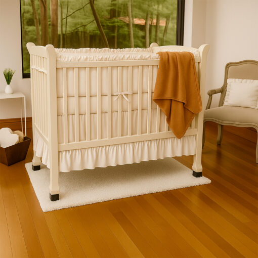 Bumper para cuna beige con boleros