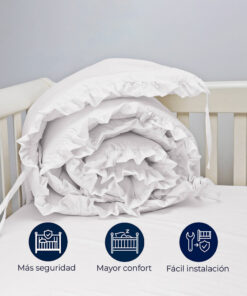 Bumper para cuna blanco con boleros