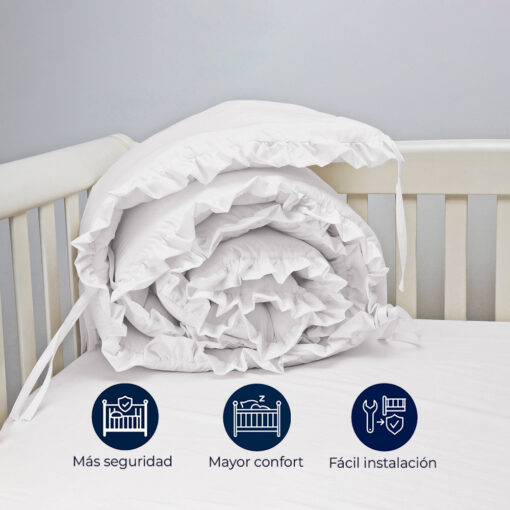 Bumper para cuna blanco con boleros